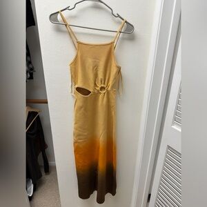 Sandro Aja Cutout Midi Dress In Orange